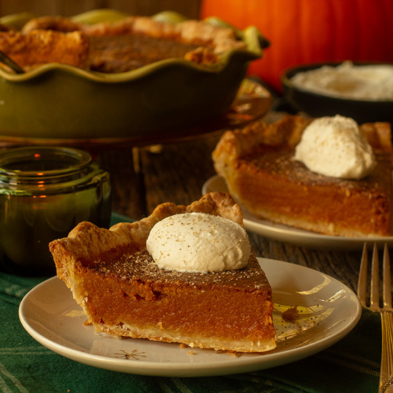 Creamy Pumpkin Caramel Chess Pie - Recipe photo by tenpoundcakecompany