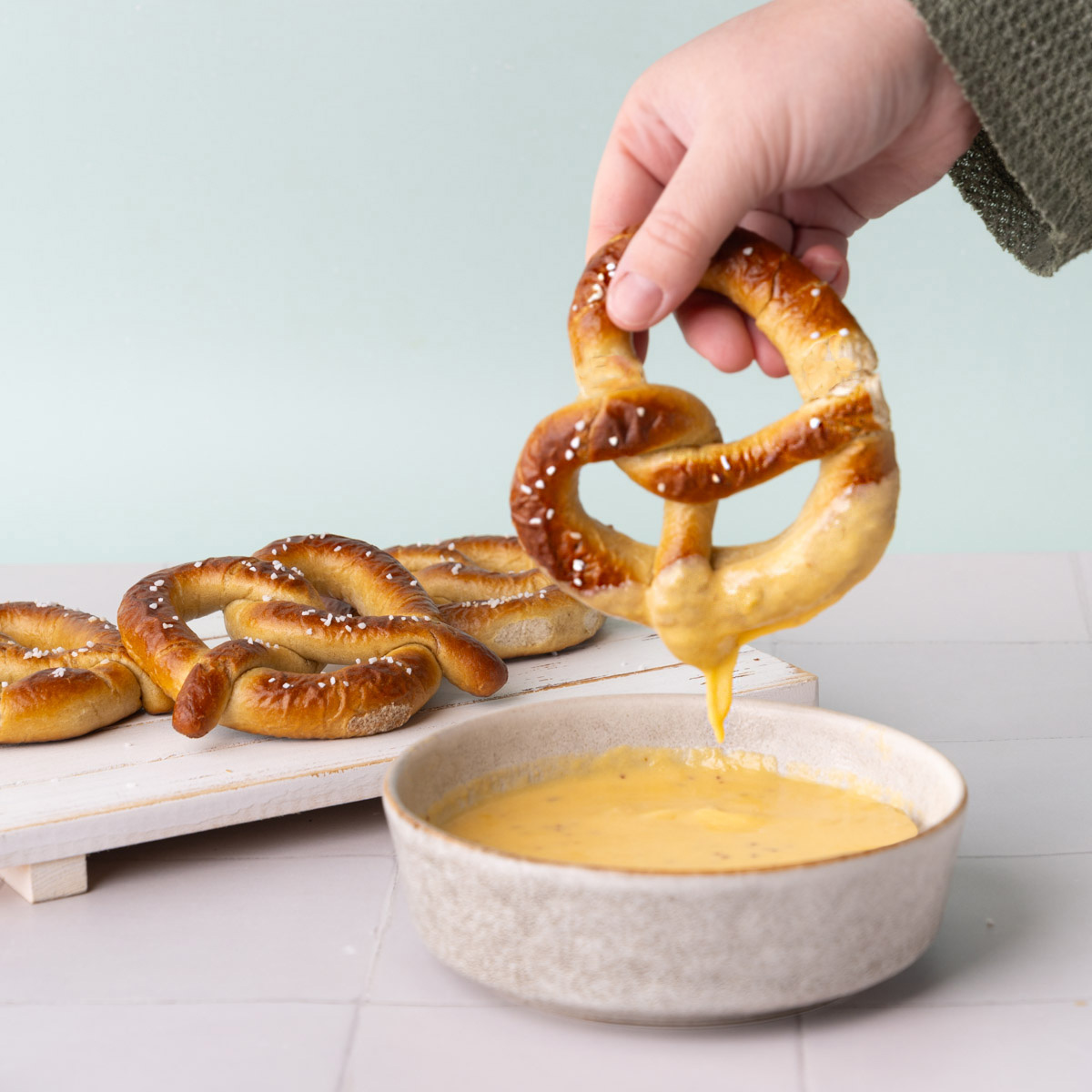 15-Minute Cheese Sauce for Pretzels - Recipe photo by marleysmenu
