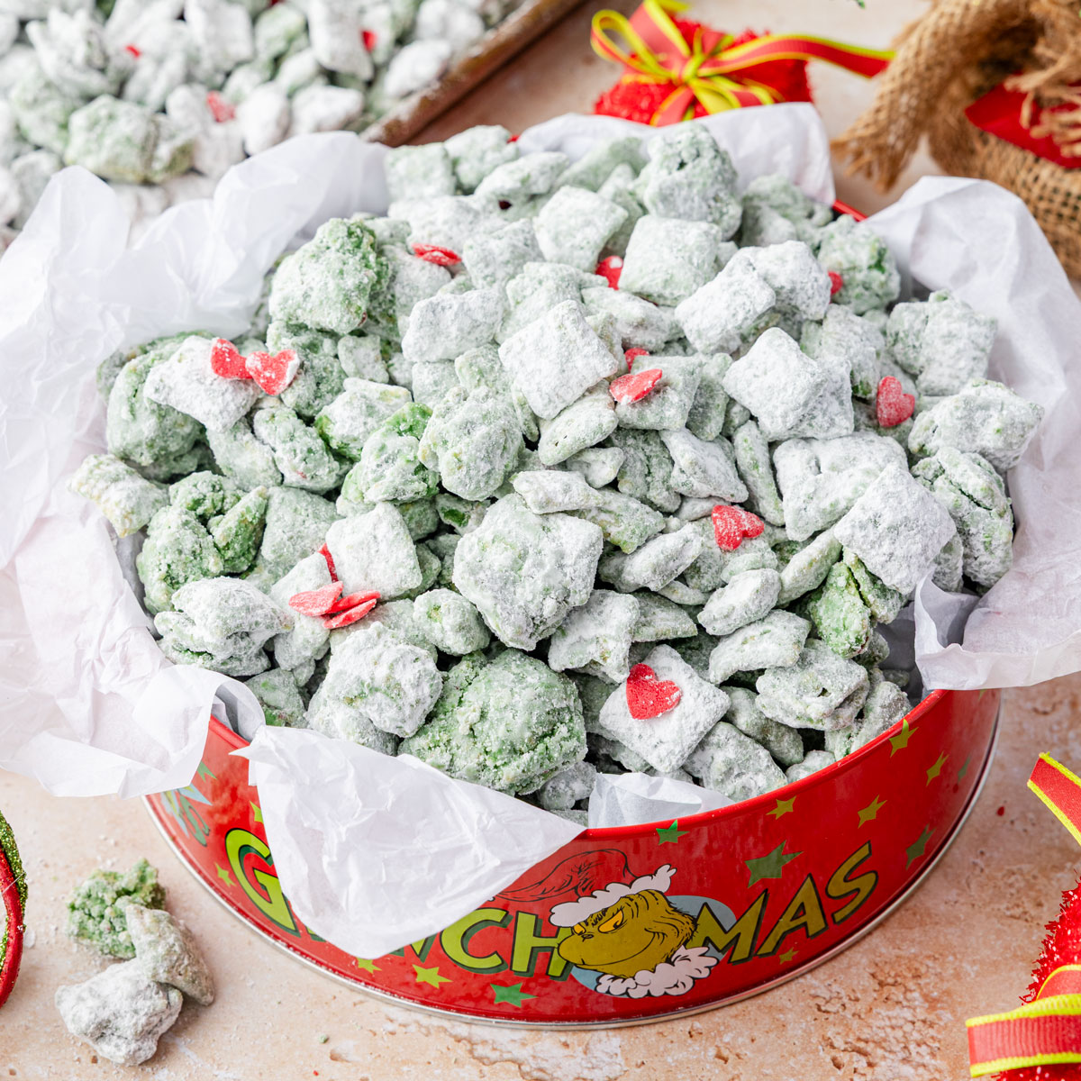 Grinch Puppy Chow - Recipe photo by TheChaoticTable