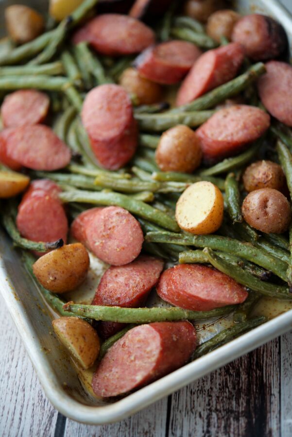 Sheet Pan Honey Mustard Kielbasa - Recipe photo by Carries Experimental Kitchen