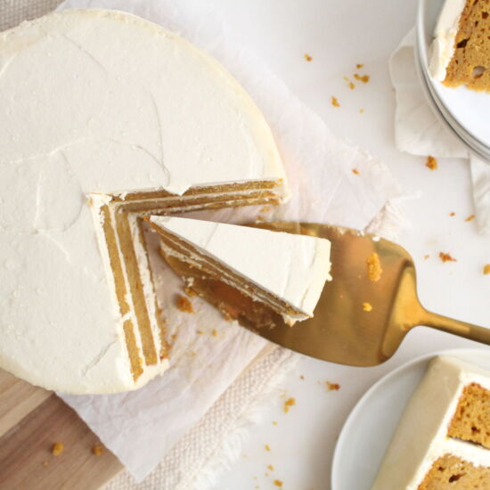 Pumpkin Cake with Maple Buttercream - Recipe photo by cedarbaking