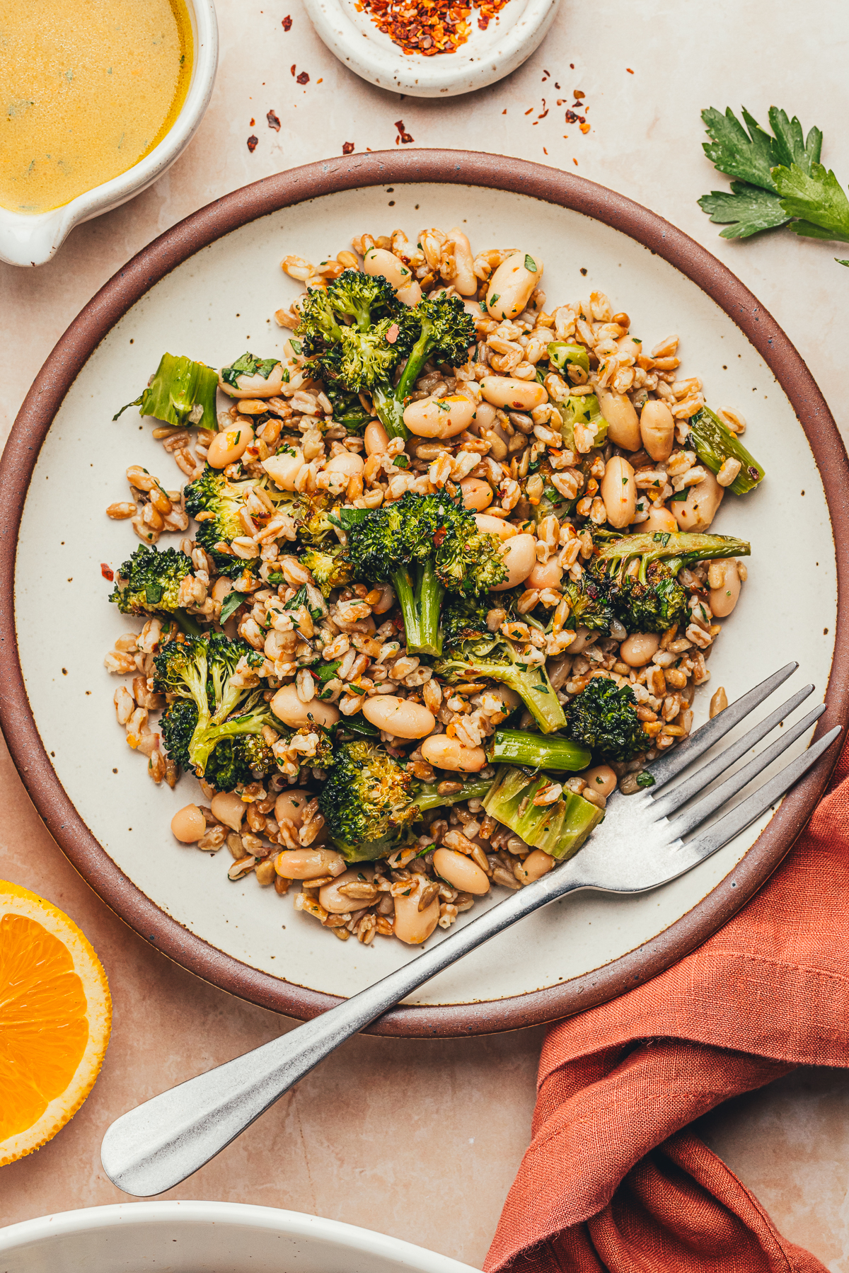 Roasted Broccoli Farro Salad - Recipe photo by sweetmiscellany