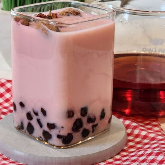 Rose Milk Tea with Boba - Recipe photo by butterjoykitchen