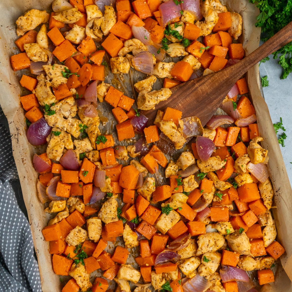 Sheet Pan Chicken & Sweet Potatoes - Recipe photo by The Cooking Duo