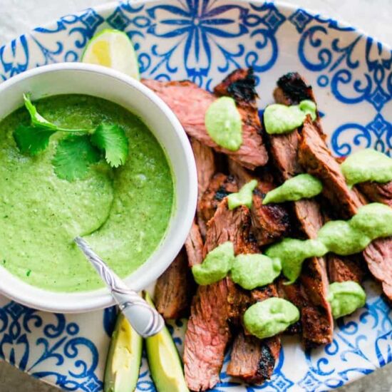 Carne Asada with Guasacaca Sauce - Recipe photo by A Latin Flair