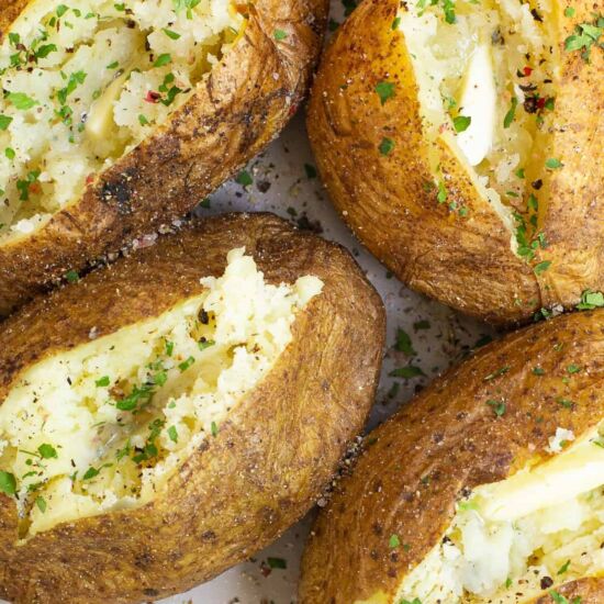 Air Fryer Baked Potatoes - Recipe photo by Intentional Hospitality