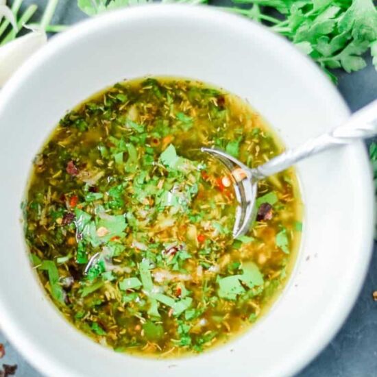 Argentinian Chimichurri Sauce - Recipe photo by A Latin Flair