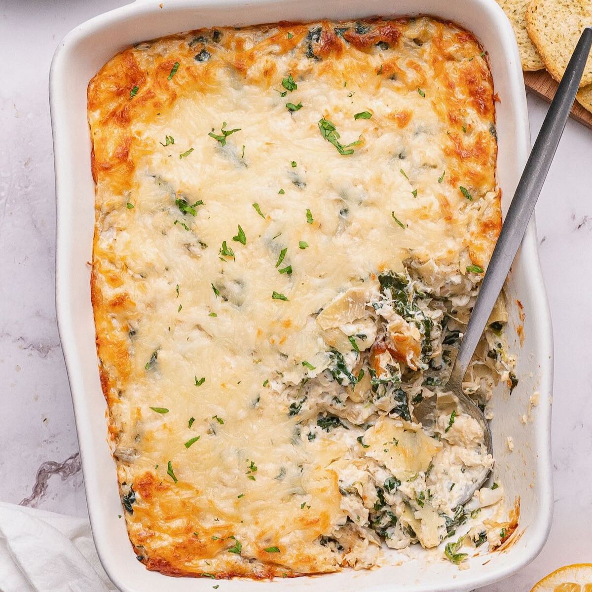 Baked Crab, Spinach & Artichoke Dip - Recipe photo by Grits and Pinecones