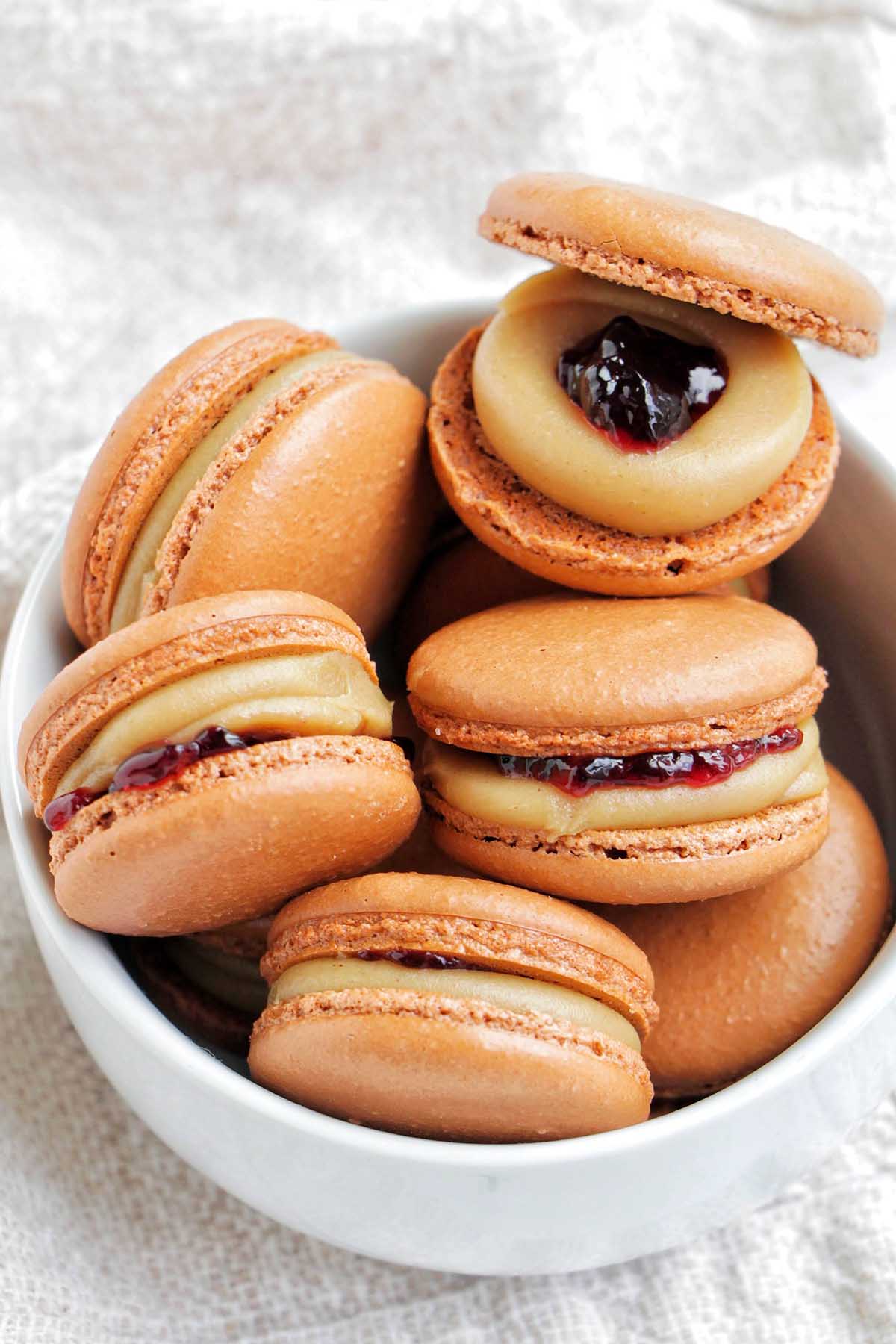 Peanut Butter and Jelly Macarons - Recipe photo by homebodyeats