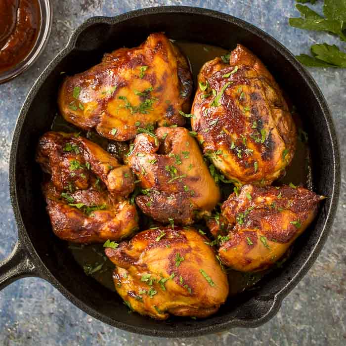 Slow Cooker BBQ Chicken Thighs - Recipe photo by dizzybusyandhungry