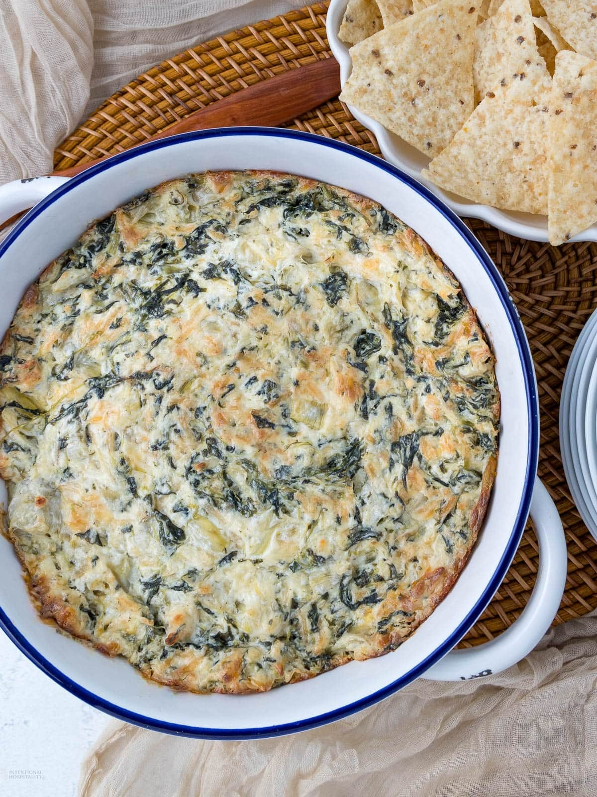 Hot Spinach Artichoke Dip - Recipe photo by Intentional Hospitality