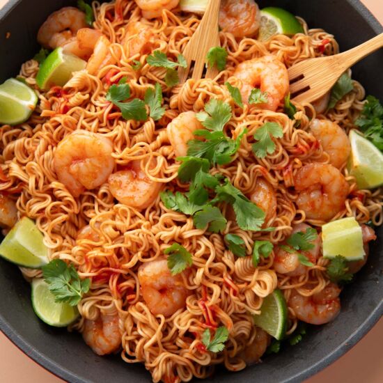 Sriracha Lime Shrimp Ramen - Recipe photo by peasandcrayons