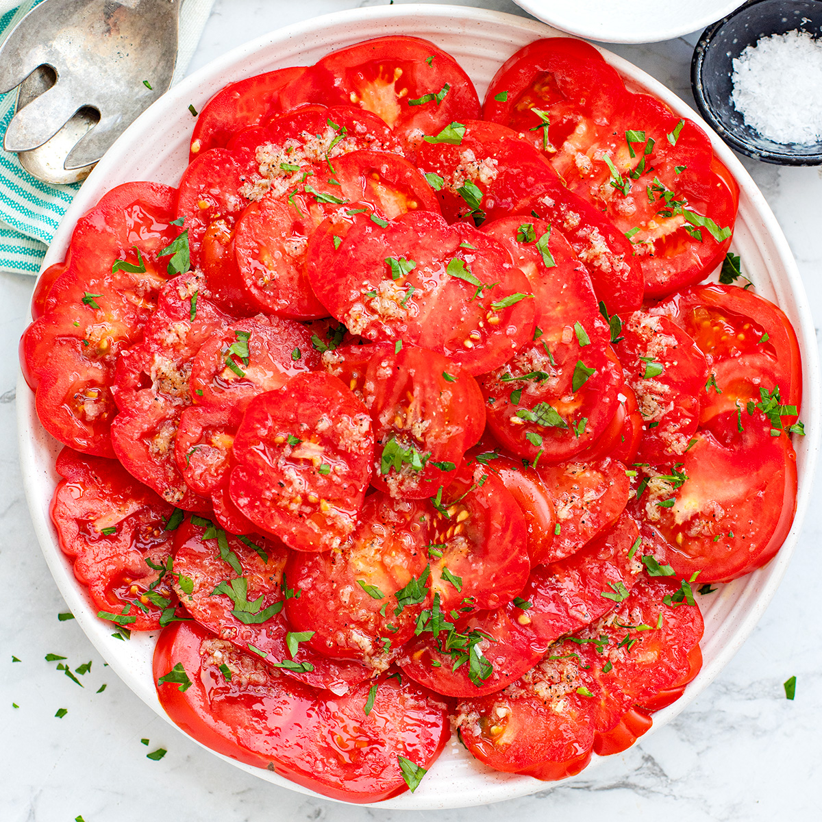 Garlicky Tomato Salad - Recipe photo by IrenaMacri