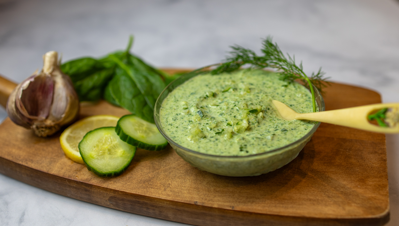 Green Spinach Tzatziki Sauce - Recipe photo by a zest for life