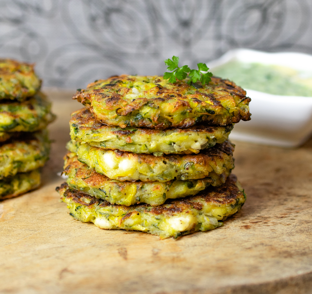 5 Herb Greek Zucchini Fritters - Recipe photo by a zest for life
