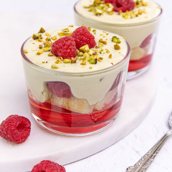 Raspberry Pistachio Tiramisu Trifle - Recipe photo by spicyicecream