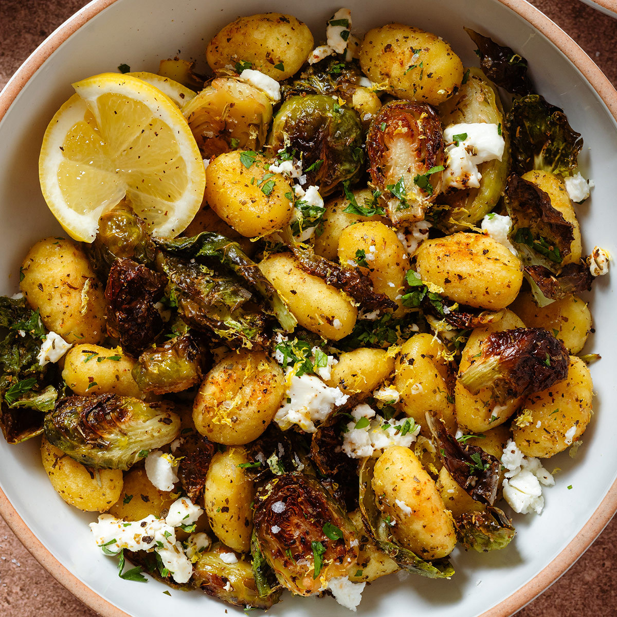 Crispy Brussels Sprouts Gnocchi - Recipe photo by thehealthfulideas