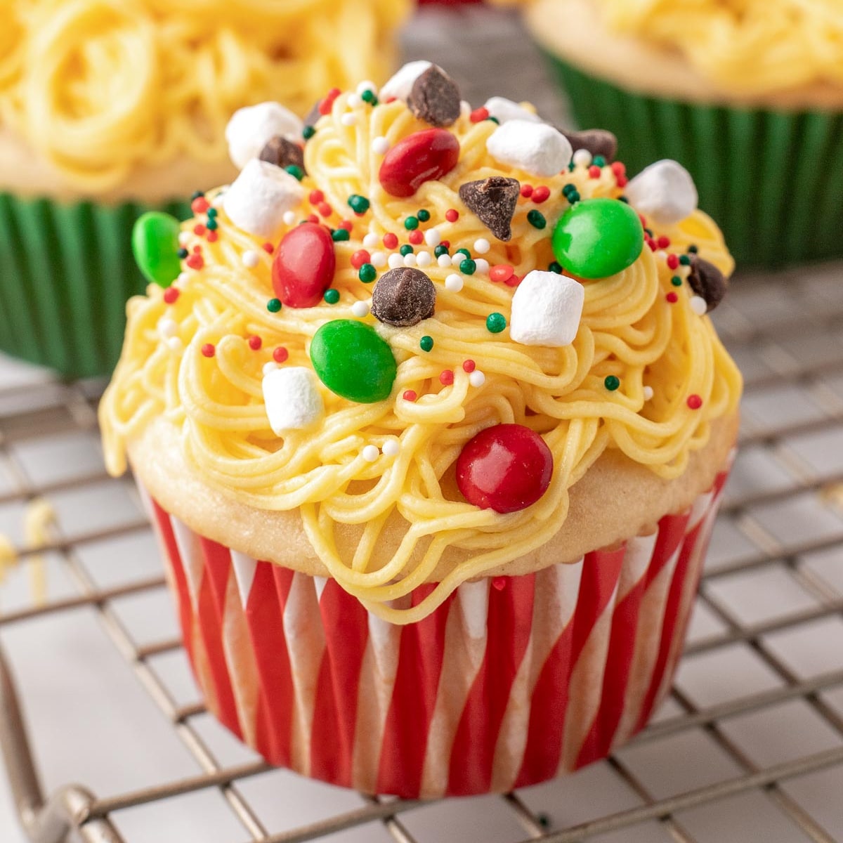 Buddy The Elf’s Christmas Cupcakes - Recipe photo by OnMyKidsPlate