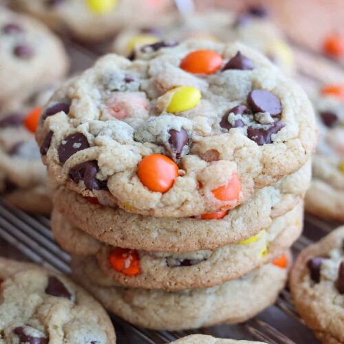 Reese's Pieces Peanut Butter Cookie - Recipe photo by goldengracekitchen