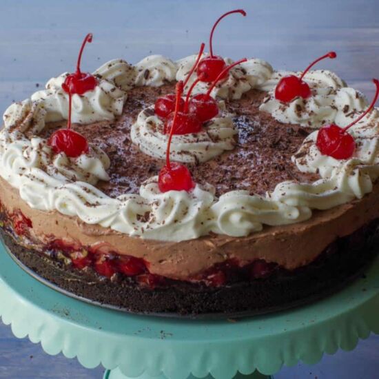 No Bake Black Forest Cheesecake - Recipe photo by Food Meanderings