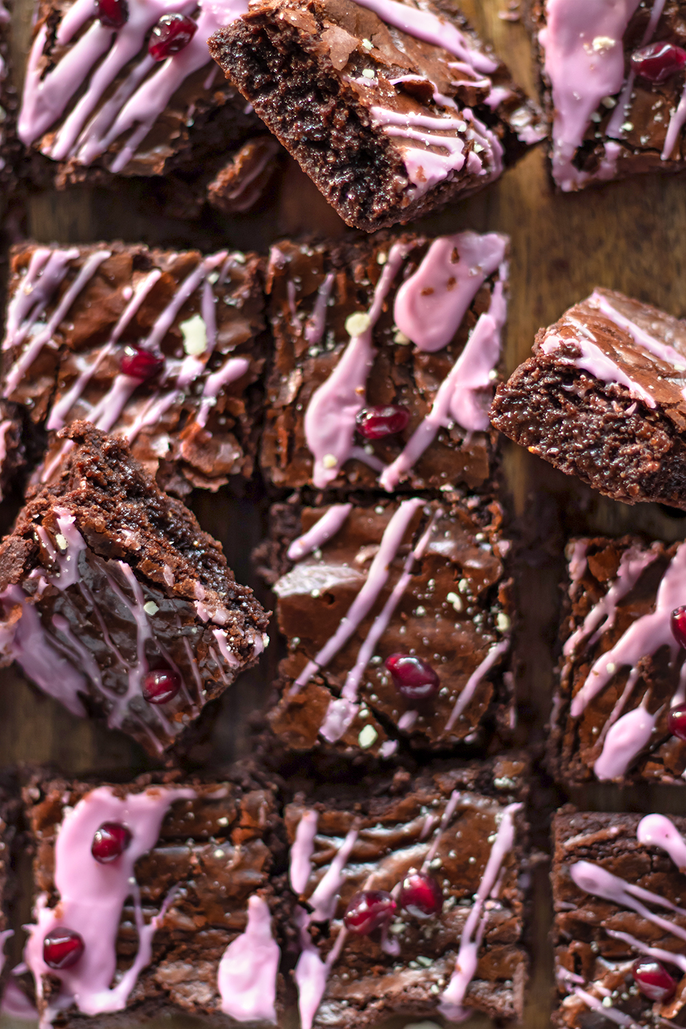 Pomegranate Glazed Almond Brownies - Recipe photo by URBANBAKES