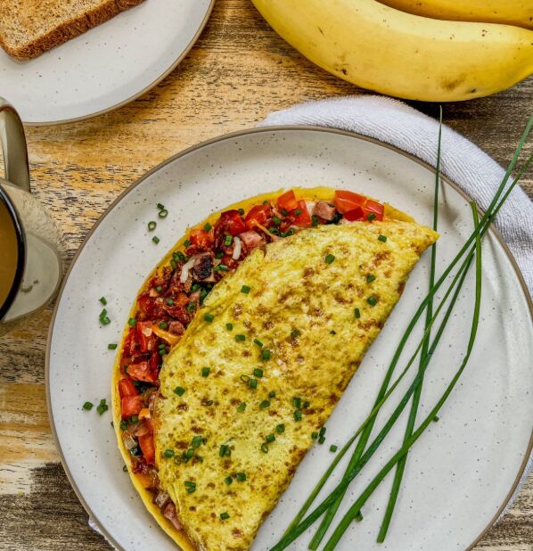 Everything Omelet - Recipe photo by thewholesomespoonblog