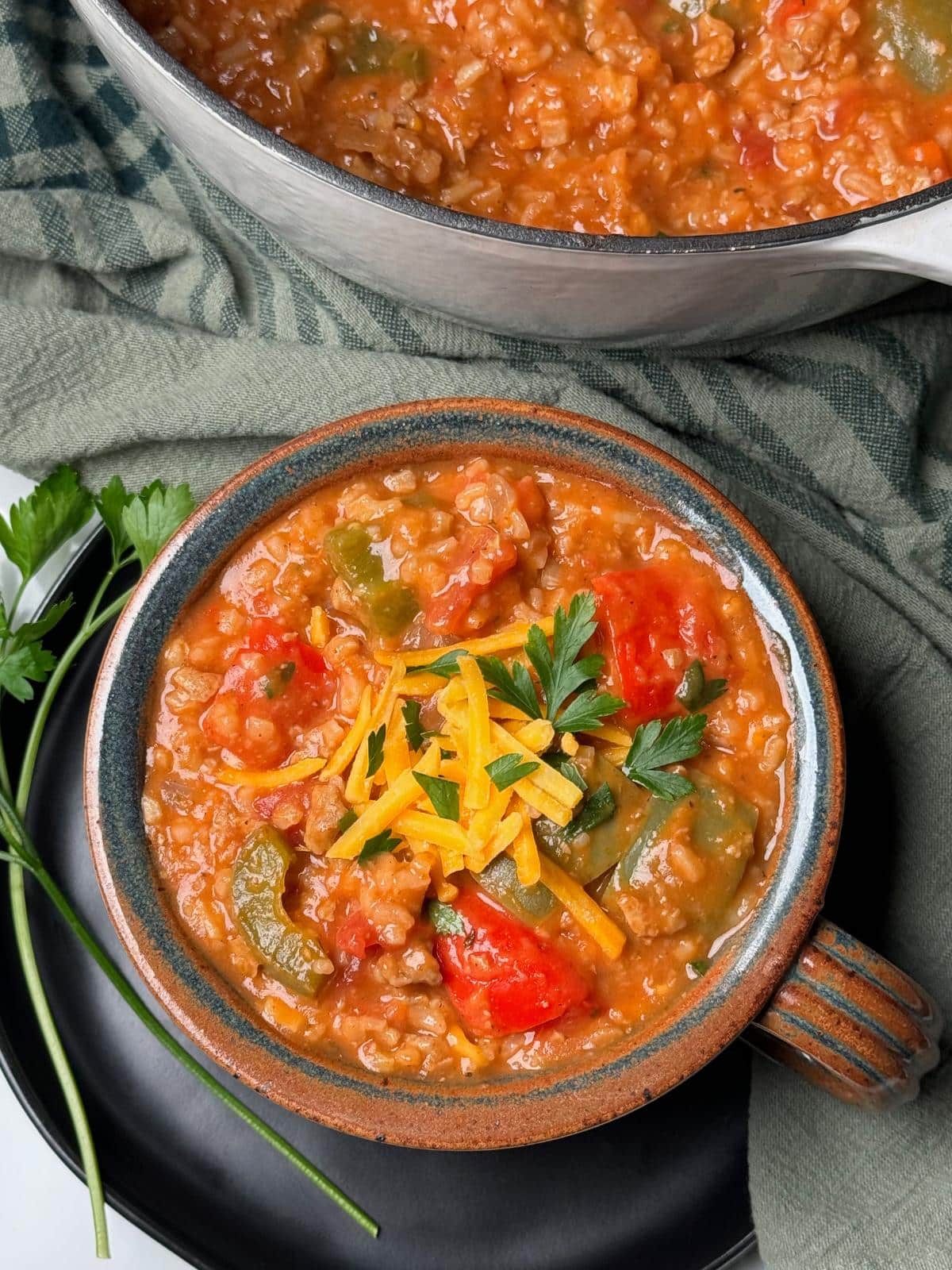 Vegan Stuffed Pepper Soup - Recipe photo by serenetrail