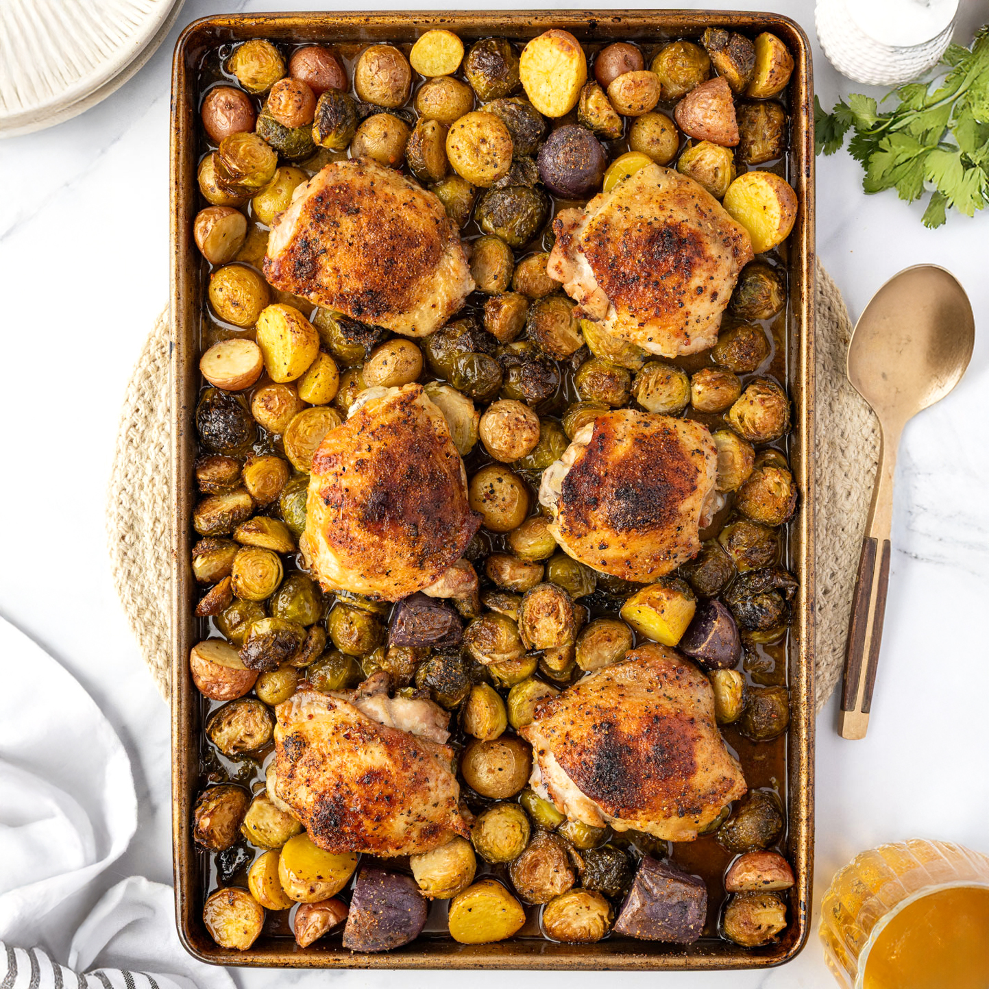 Sheet Pan Chicken Thighs - Recipe photo by TheChaoticTable