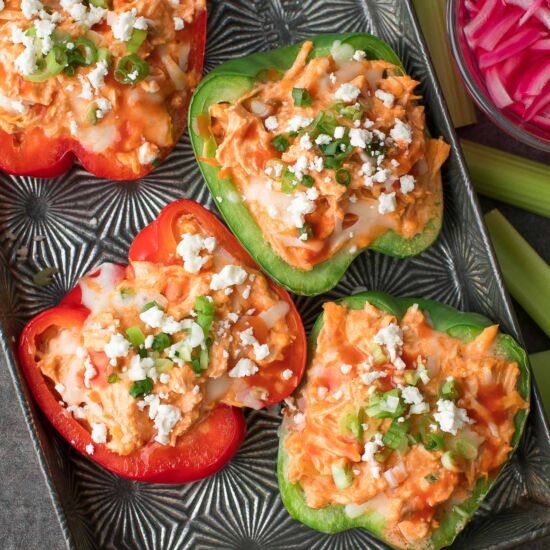 Buffalo Chicken Stuffed Peppers - Recipe photo by peasandcrayons