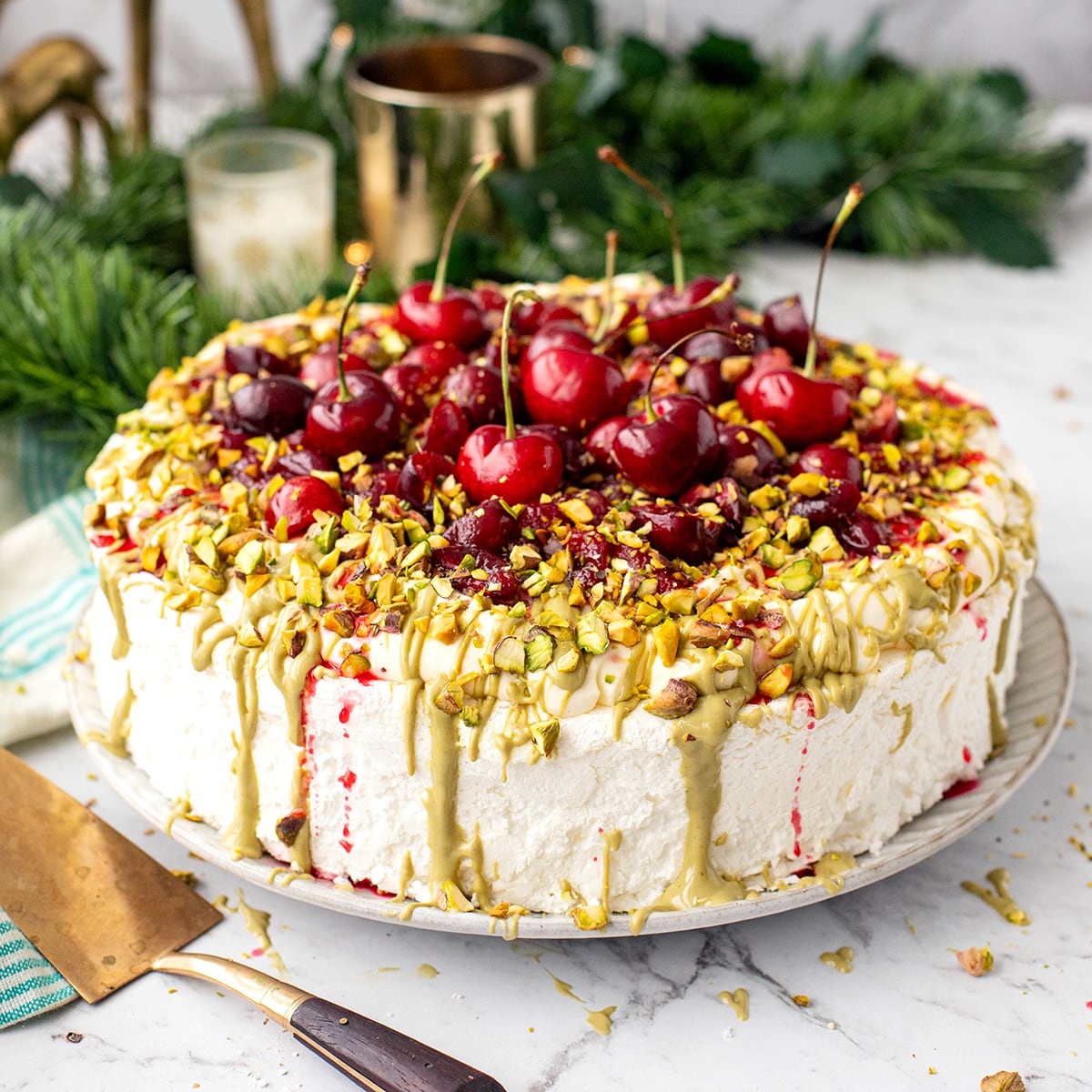 Pistachio Cherry Pavlova - Recipe photo by IrenaMacri