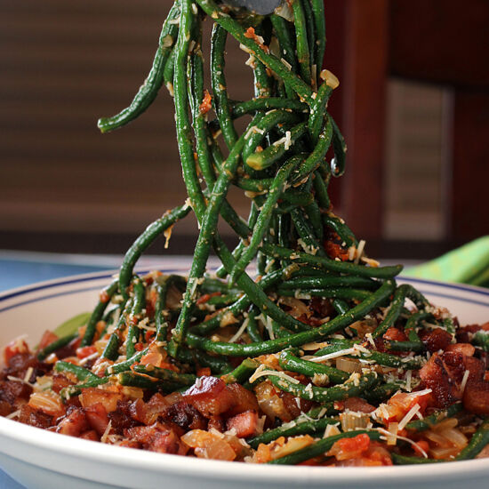 Long Beans Amatriciana - Recipe photo by Food Gal