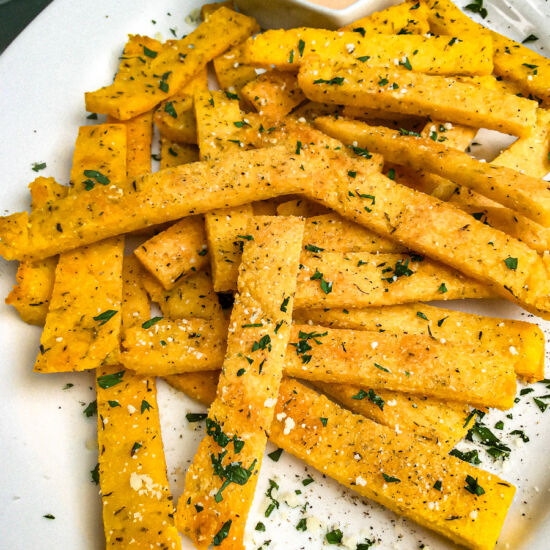 Garlic Parmesan Baked Polenta Fries - Recipe photo by Healthful Indulgences