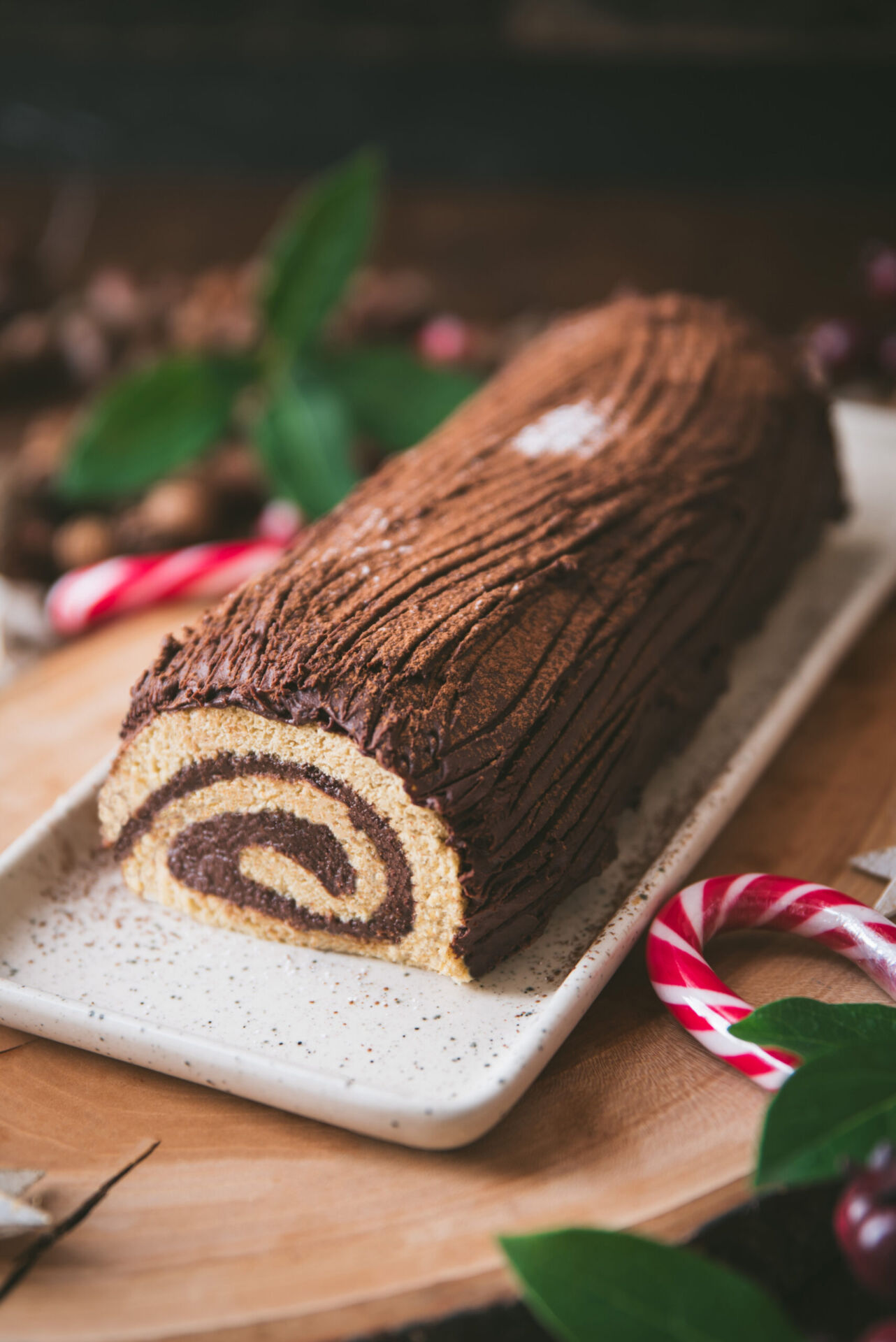Chocolate Yule Log Cake - Recipe photo by zesttangerine