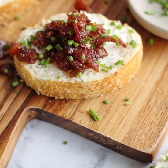 Bourbon Bacon Jam Crostini - Recipe photo by Ereese
