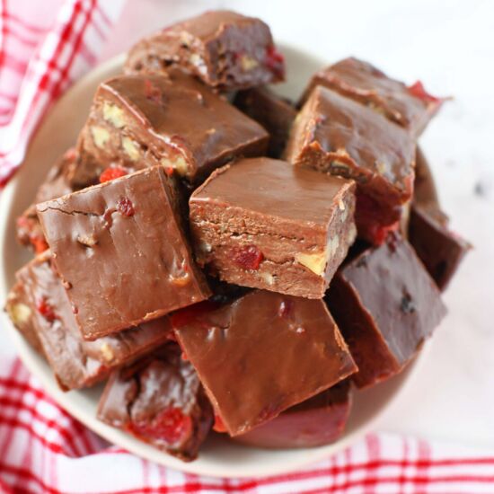 Chocolate Cherry Nut Fudge - Recipe photo by Savvysavingcouple
