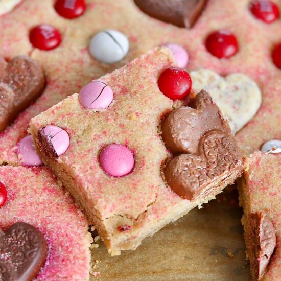 Valentine's Cookie Bars - Recipe photo by Sweet Girl Treats