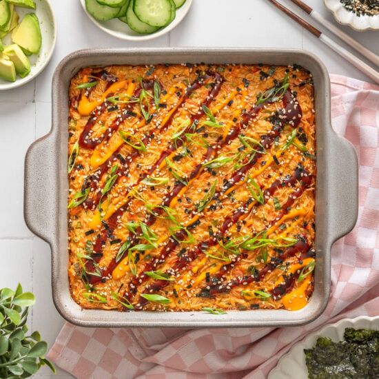 Easy Salmon Sushi Bake - Recipe photo by takestwoeggs