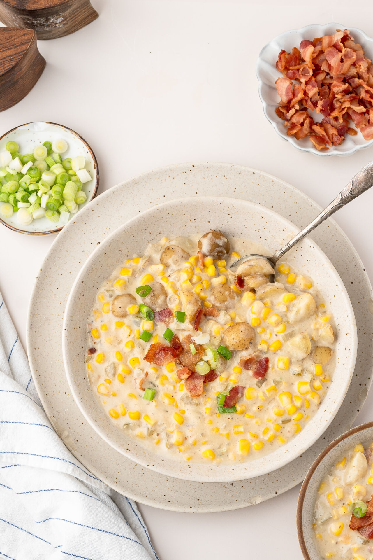 Corn Chowder with Crispy Bacon - Recipe photo by mealstreetkitchen