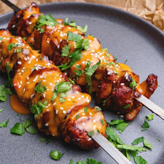 Grilled Bang Bang Chicken Skewers - Recipe photo by theonlinegrill