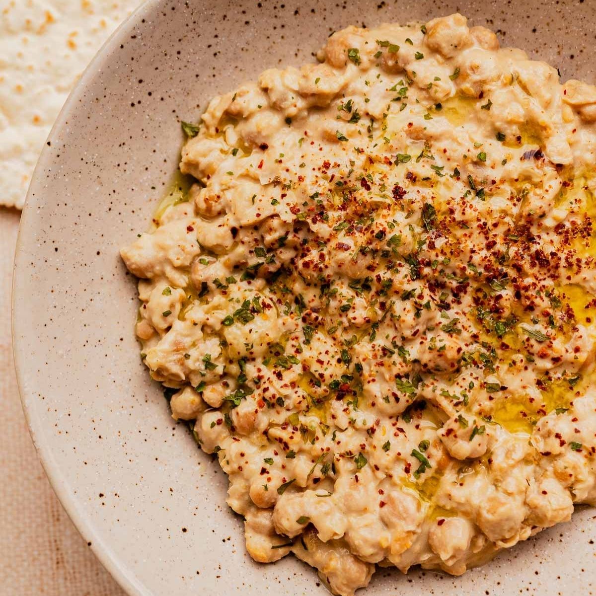 Musabaha (Warm Chickpea Dip) - Recipe photo by moon and spoon and yum.