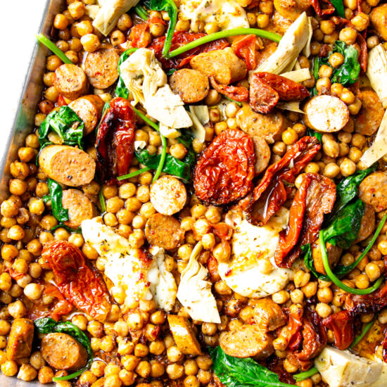 Sausage anChickpea Sheet Pan Dinner - Recipe photo by Garden in the kitchen