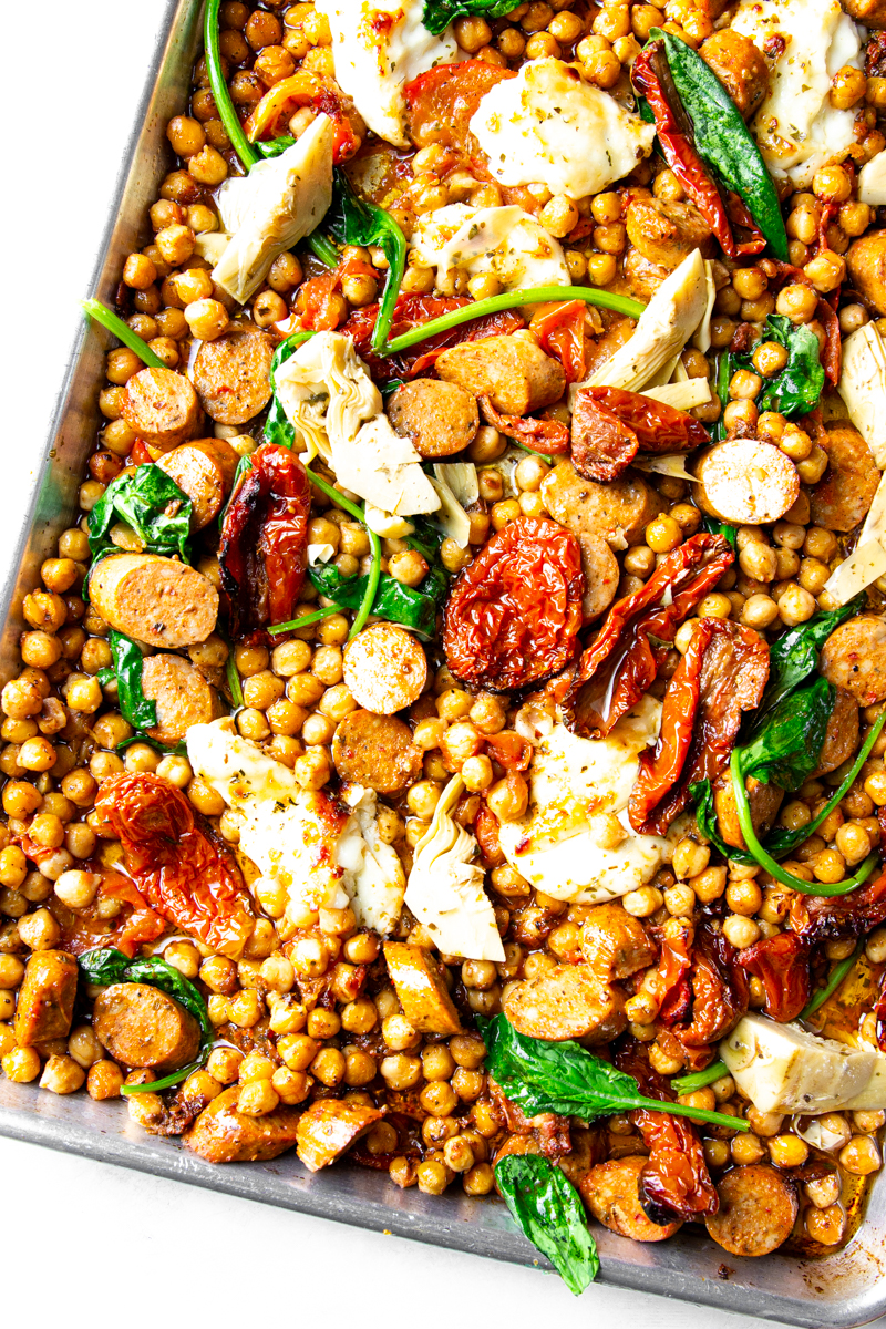 Sausage anChickpea Sheet Pan Dinner - Recipe photo by Garden in the kitchen