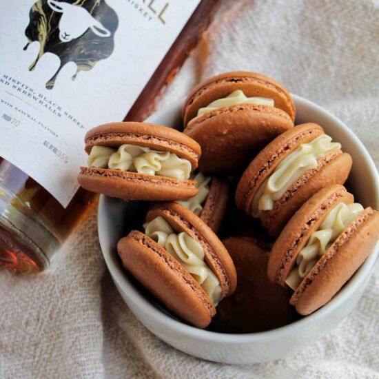 Peanut Butter Whiskey Macarons - Recipe photo by homebodyeats
