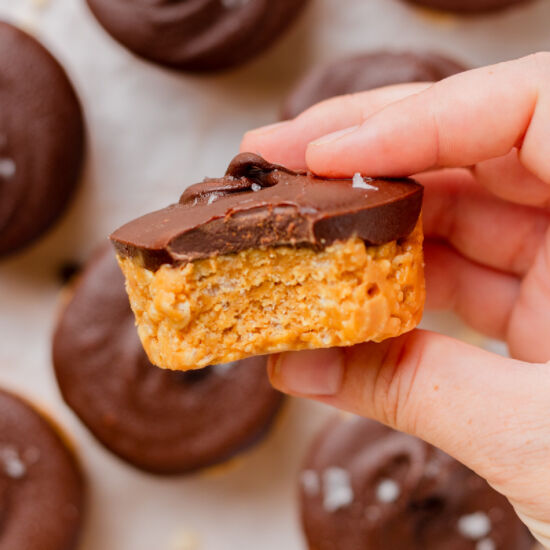 Chocolate PB Rice Krispy Cups - Recipe photo by The Cookin Chicks