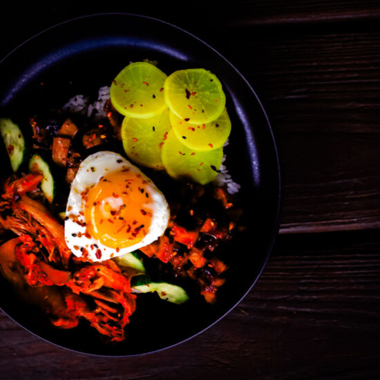 Tofu and Mushroom Bibimbap - Recipe photo by MomNomomms