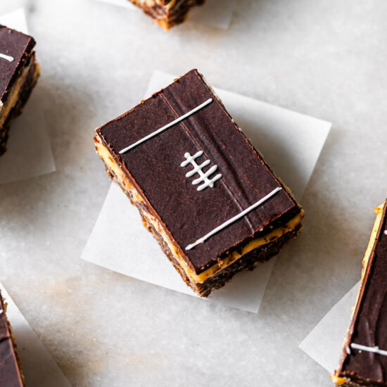 Nanaimo Bars – Football Themed - Recipe photo by poshlittledesigns