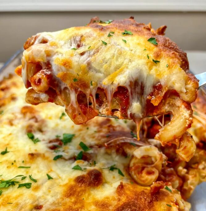 Lasagna Style Baked Ziti - Recipe photo by thewholesomespoonblog