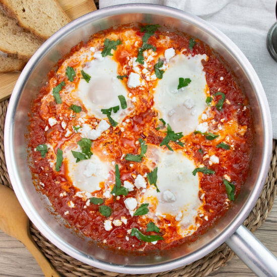 One-Pan Shakshuka with Feta - Recipe photo by Little Nomads Recipes