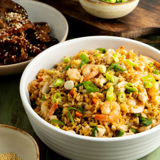 One Pan Shrimp & Chicken Fried Rice - Recipe photo by TheDeliciousSpoon