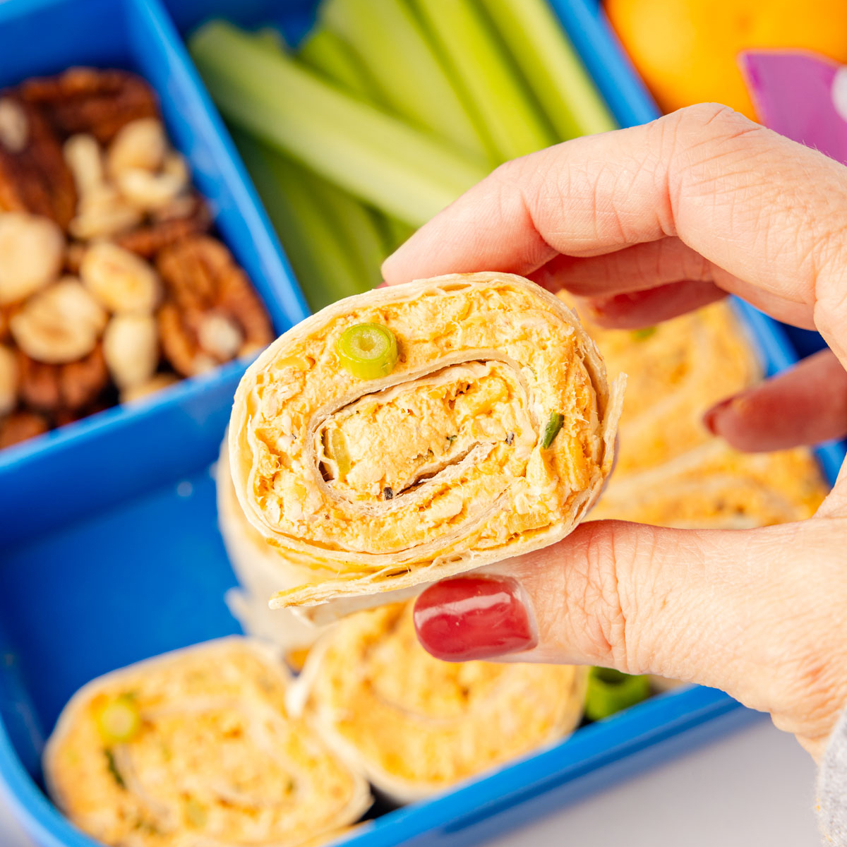 Buffalo Chicken Pinwheels - Recipe photo by TheChaoticTable